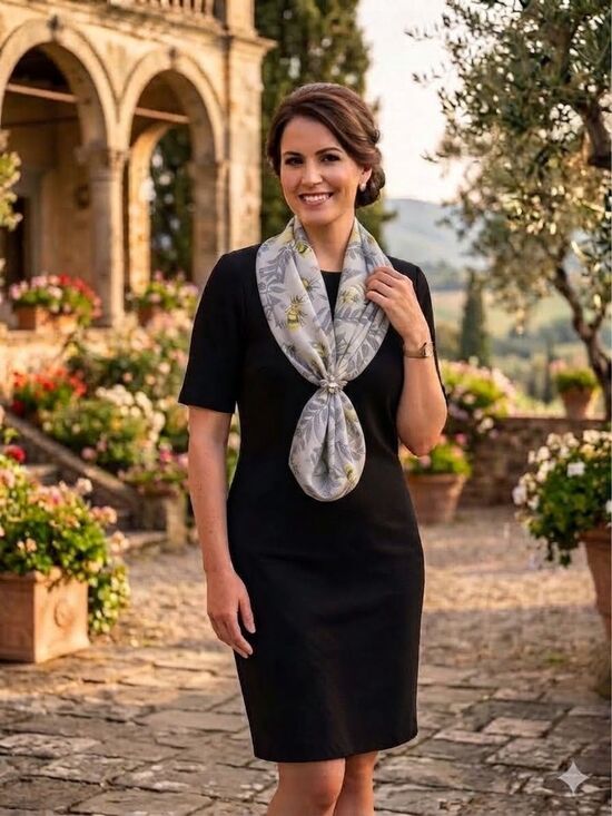 Mario Serrani Dresses & Skirts - Mario Serrani Little Black Ribbed Dress L & Bonus Black & Yellow Honey Bee Scarf
